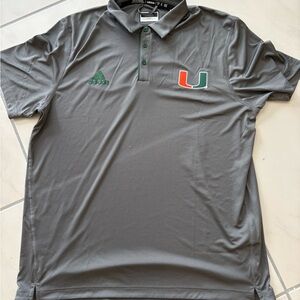 University of Miami Adidas Gray Polo Shirt for Men